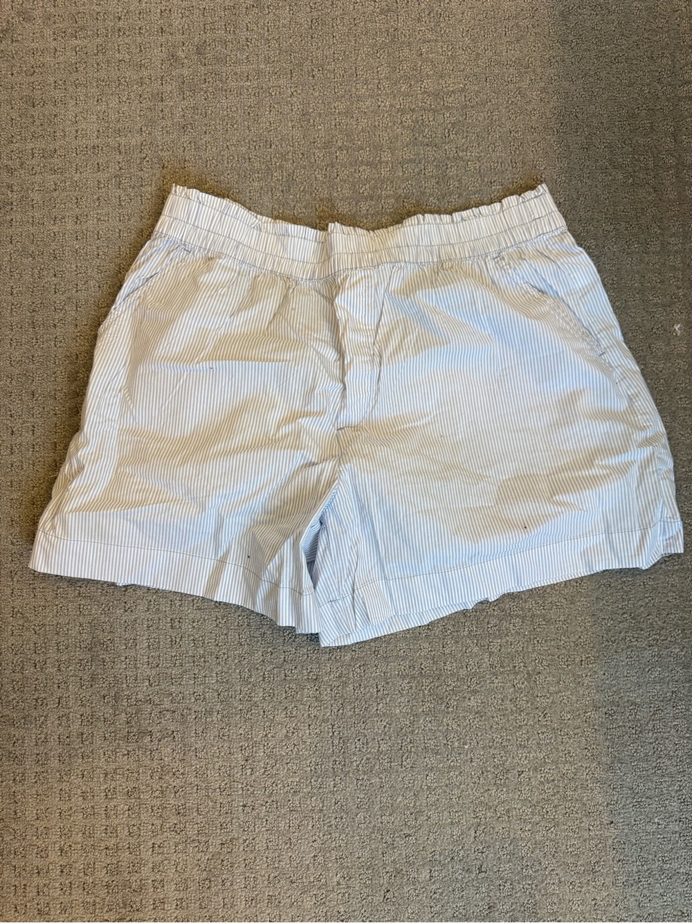 aerie Blue and White Pinstripe High Waist Shorts